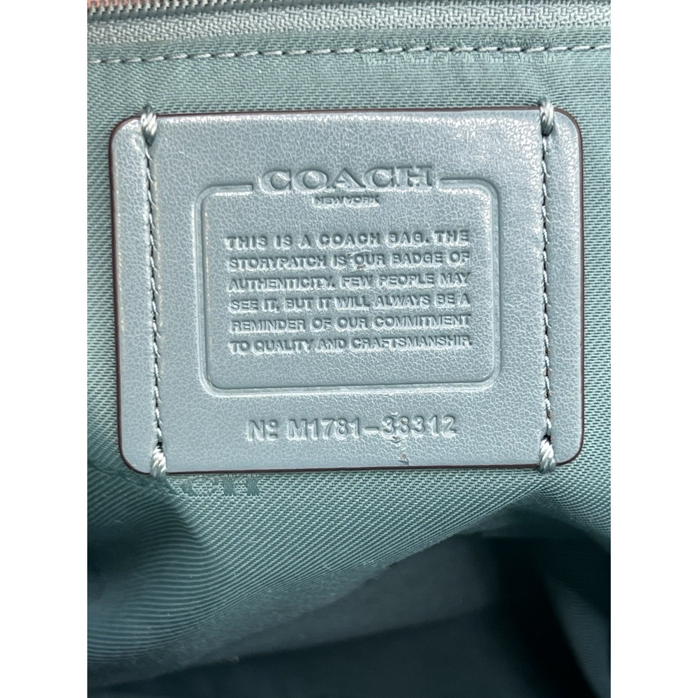 Coach Pebble Leather Taylor Tote Shoulder Bag Aqua Blue Authentic - Picture 12 of 15